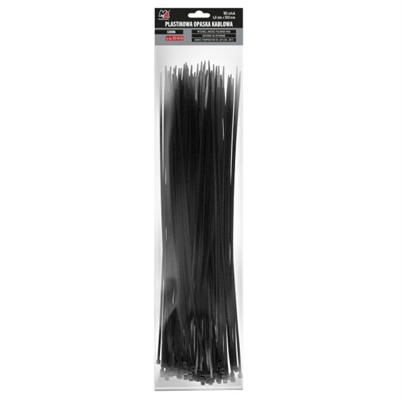Colier de cablu/soricel plastic 48x500 mm, 100 bucăți, negru Colier de cablu/soricel plastic 48x500 mm, 100 bucăți, negru