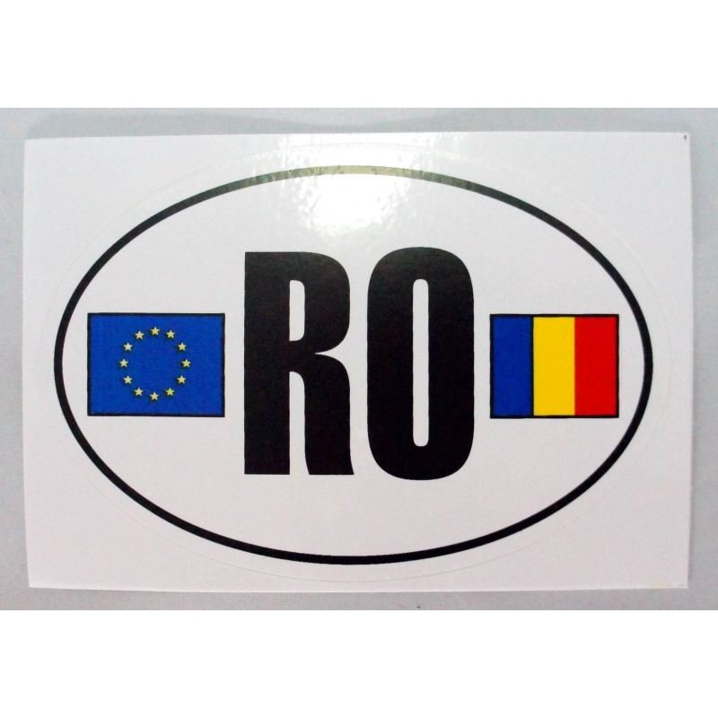 Autocolant RO cu 2 steaguri (tricolor si EU)
