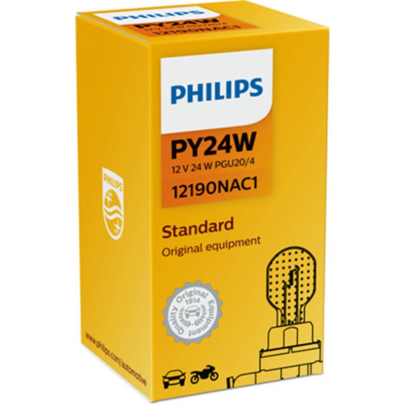 Bec PY24W 12V/24W Arbore Pgu20/4 (Portocaliu) 1 Buc. Bec Indicator Luminos Philips