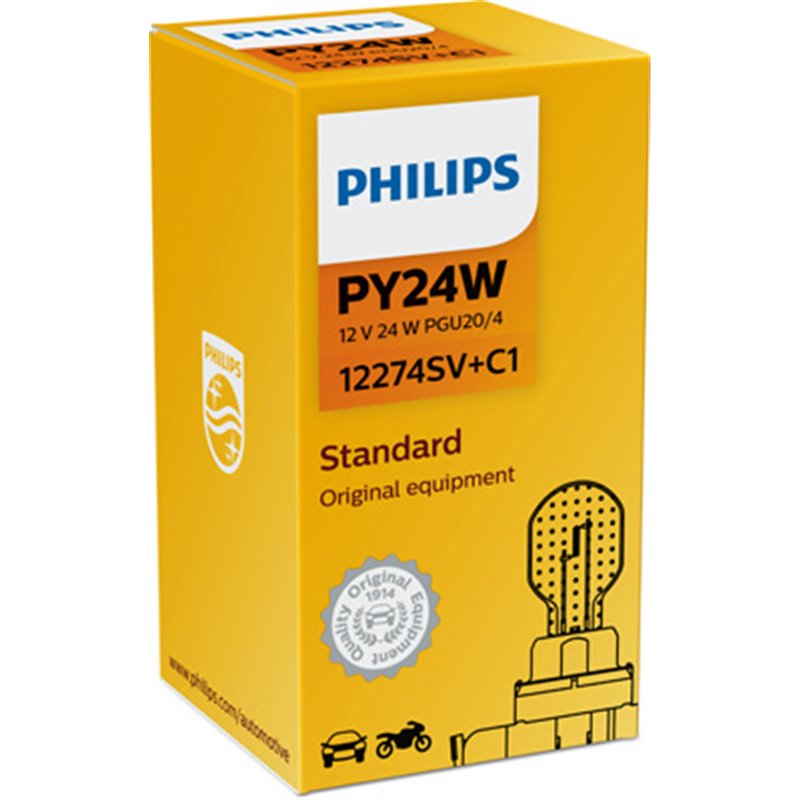 Bec PY24W 12V/24W Pgu20/4 Silvervision (Culoare Argintie, Emite Lumina Portocalie) 1 buc. Philips