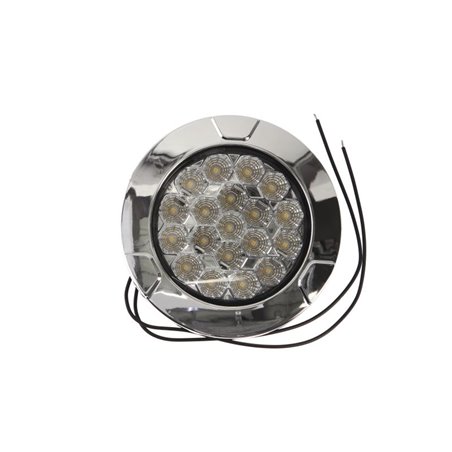 Lampa de interior (Alb, LED, 12/24V, embossed, diametru 135mm, fara intrerupator, Rama Cromata)