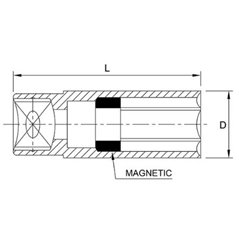 Tubulara Toptul: 1/2" Hexagonal - 16 mm, lungime 65 mm