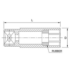 Tubulara Toptul: 1/2" Hexagonal - 16 mm, lungime 65 mm