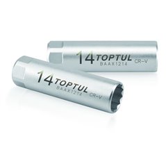 Tubulara Toptul: 3/8" 12pt/cu design de arc de frunze pentru a retine/agrafa - 14 mm, lungime 63 mm