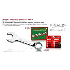 Cheie combinata, scurt, scurt, 15°, dimensiune: 14 mm, marime: 14, lungime: 113mm, finisaj: oglinda - TOPTUL AAAF1414