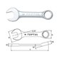 Cheie combinata, scurt, scurt, 15°, dimensiune: 14 mm, marime: 14, lungime: 113mm, finisaj: oglinda - TOPTUL AAAF1414