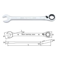 Cheie cleste combinat/clichet, 13°, dimensiune: 13 mm, marime: 13, lungime: 178mm