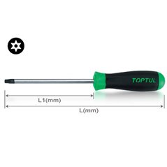 Surubelnita (Cap plat) TORX Tamper, marime: T25H, standard, lungime: 100 mm, lungime totala: 215 mm, maner: impotriva alunecarii
