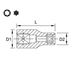 Tubulara: 3/8" E-TORX, lungime 28 mm - TOPTUL BAED1214