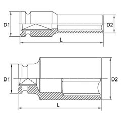 Tubulara impact Hexagonal 1”, dimensiune: 50mm, lung, lungime 108mm - TOPTUL KABE3250