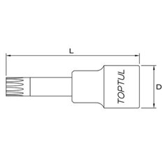 Tubulara Toptul: 1/2" SPLINE/XZN -, lungime 140 mm