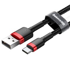 Cablu de Date USB Type-C, 2A, 2m - Baseus Cafule (CATKLF-C91) - Red Black